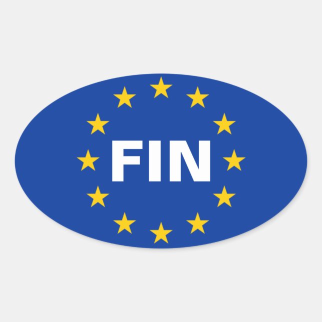 Adesivo Oval QUATRO Finlândia "FIN" União Europeia Bandeira (Frente)