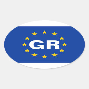 Adesivo Oval QUATRO Grécias "GR" Bandeira da União Europeia