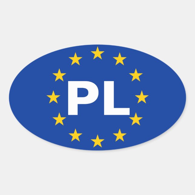 Adesivo Oval Quatro Polônia "PL" Bandeira da União Europeia