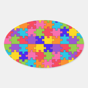 Adesivo Oval quebra-cabeça de autismo