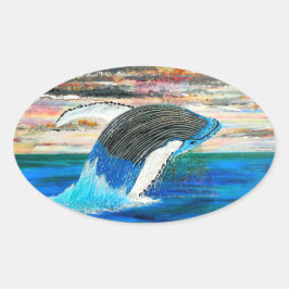Adesivo Oval Quebrando a pintura do pôr do sol Wale e a arte bi