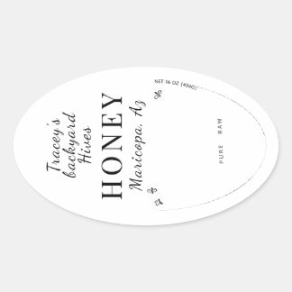 Adesivo Oval Queenline Jar Vintage Skep Backyard Bee Hive Oval