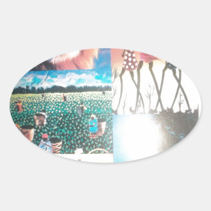 Adesivo Oval Quênia: Vida Selvagem, Cultura e Praia Costeira