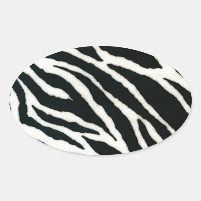 Adesivo Oval RAB Rockabilly Estampa de Zebra Preto & Branco (Frente)