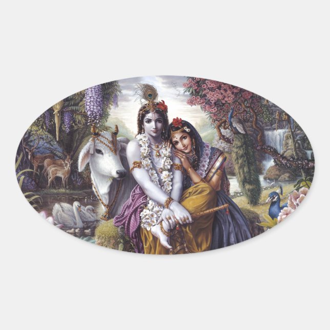 Adesivo Oval Radha e Krishna (Frente)