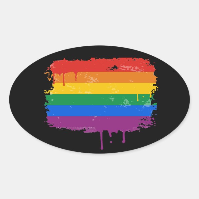 Adesivo Oval RAINBOW DRIP - .png (Frente)