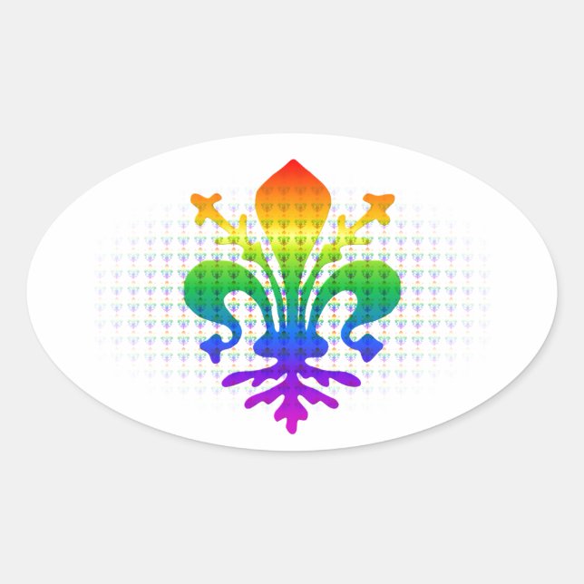 Adesivo Oval Rainbow Fleur-de-lis (Frente)
