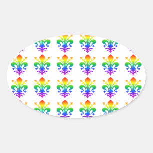 Adesivo Oval Rainbow Fleur-de-lis