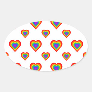 Adesivo Oval Rainbow Heart