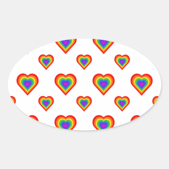 Adesivo Oval Rainbow Heart (Frente)