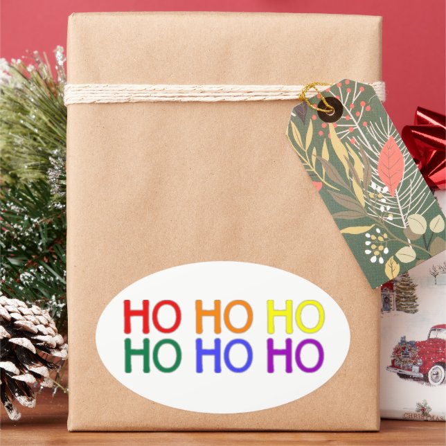 Adesivo Oval Rainbow Ho Ho Ho Stickers (Feriado)