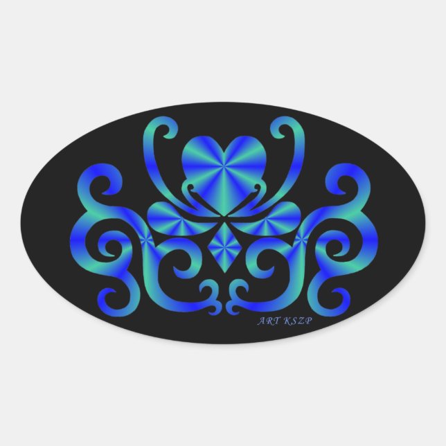Adesivo Oval Rainbow Lily e Heart (Frente)