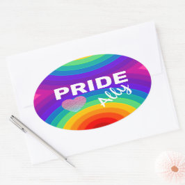 Adesivo Oval Rainbow Pride Ally