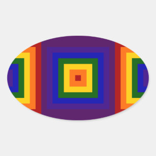 Adesivo Oval Rainbow Squares