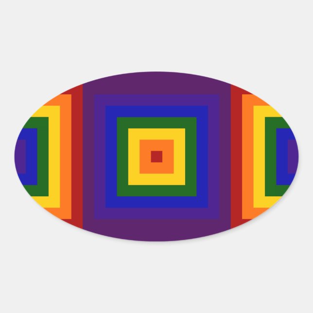 Adesivo Oval Rainbow Squares (Frente)