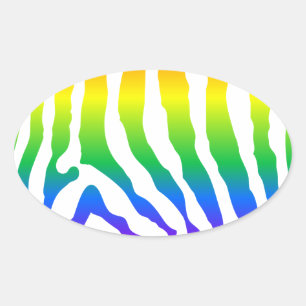 Adesivo Oval Rainbow Zebra Pattern