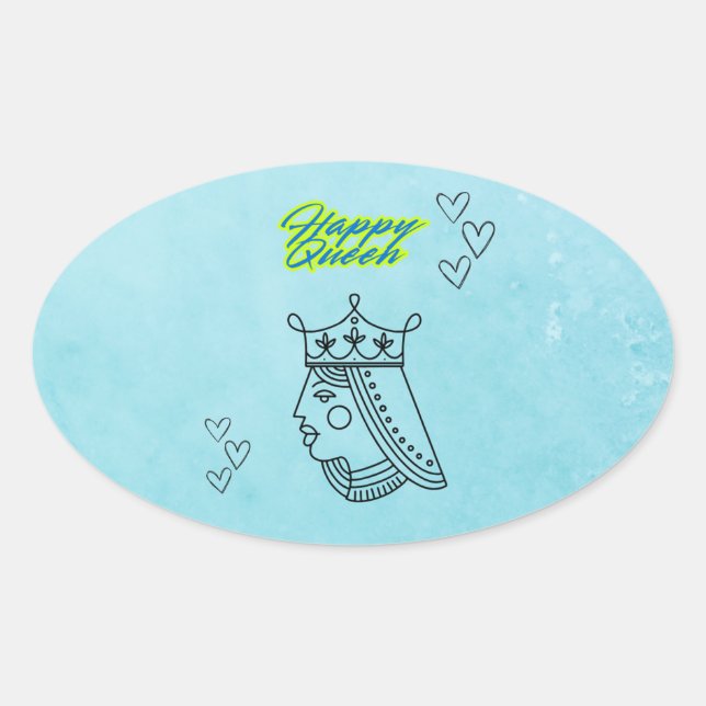 Adesivo Oval Rainha Feliz (Frente)