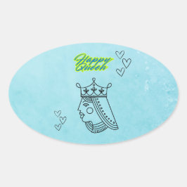 Adesivo Oval Rainha Feliz