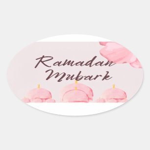 Adesivo Oval Ramadan mubark rosa