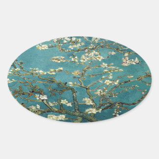 Adesivo Oval Ramificações De Amêndoa Van Gogh Em Bloom