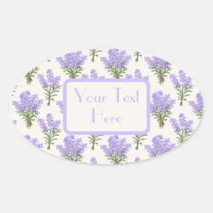 Adesivo Oval Ramos de Lavanda de Provence
