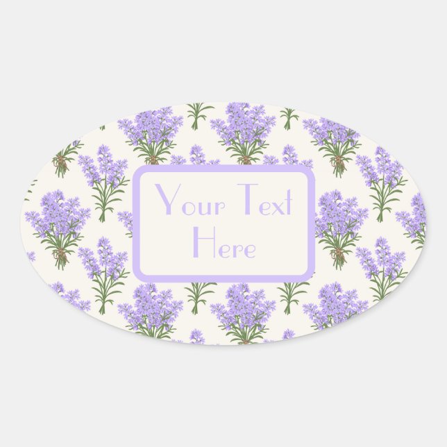 Adesivo Oval Ramos de Lavanda de Provence (Frente)