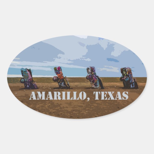 Adesivo Oval Ranch cadillac - Amarillo, Texas Sticker (Frente)