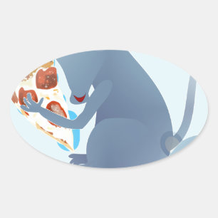 Adesivo Oval rato de pizza