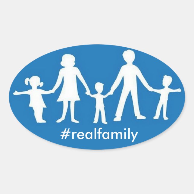 Adesivo Oval #realFamily Oval Sticker com valores tradicionais (Frente)