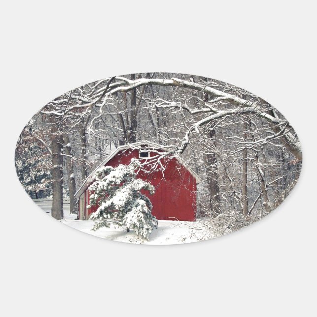 Adesivo Oval Red Barn na neve 2011 (Frente)