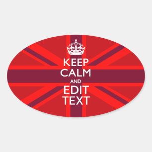Adesivo Oval Red Burgundy Mantenha Calmo Sua Bandeja de Texto