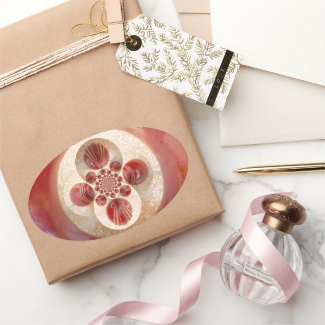 Adesivo Oval Red Cricket Balls Abstrato (Presentear)