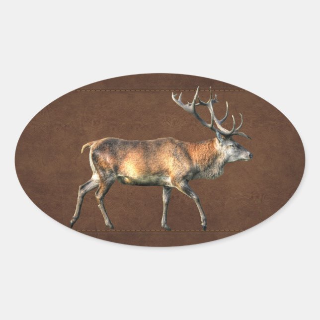 Adesivo Oval Red Deer Stag Willife Design (Frente)