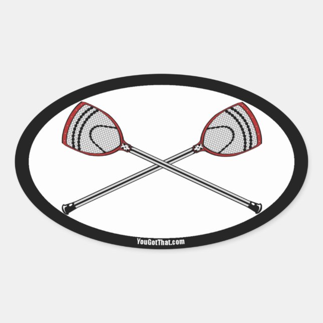 Adesivo Oval Red Lacrosse Goalie Sticks (Frente)