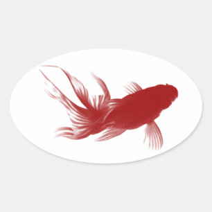 Adesivo Oval Red Ryukin Goldfish