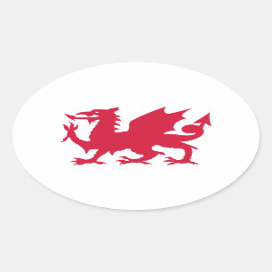 Adesivo Oval Red Welsh Dragon