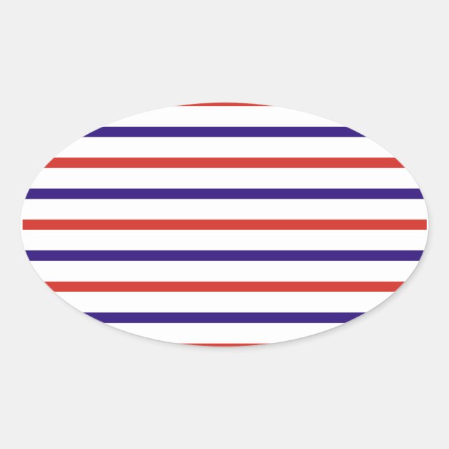 Adesivo Oval Red White e Blue Stripes (Frente)