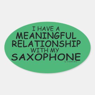 Adesivo Oval Relacionamento Significativo Autocolante Saxofone