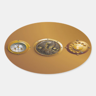 Adesivo Oval Relógio steampunk