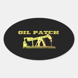 Adesivo Oval Remendo do óleo, bomba Jack, campo petrolífero,