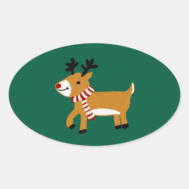 Adesivo Oval Rena de Natal (Frente)
