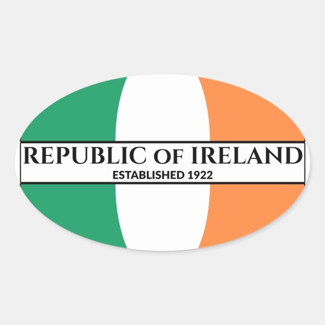 Adesivo Oval República da Irlanda fundada em 1922 Irish Flag (Frente)