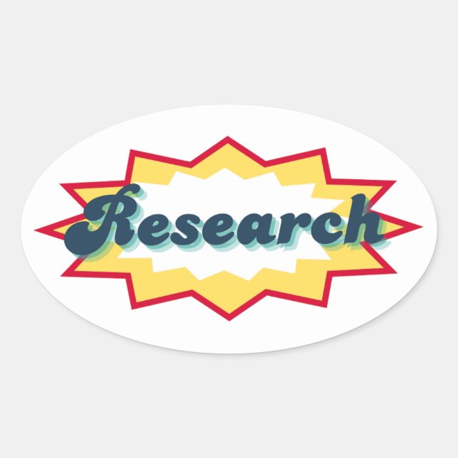 Adesivo Oval Research Sticker, comic book pop design (Frente)