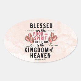 Adesivo Oval Retro Matthew 5:3 Tulipas Aquarela