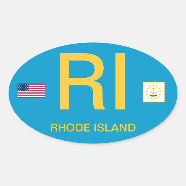 Adesivo Oval Rhode Island* Estilo euro, Bumper Oval, Sticker (Frente)