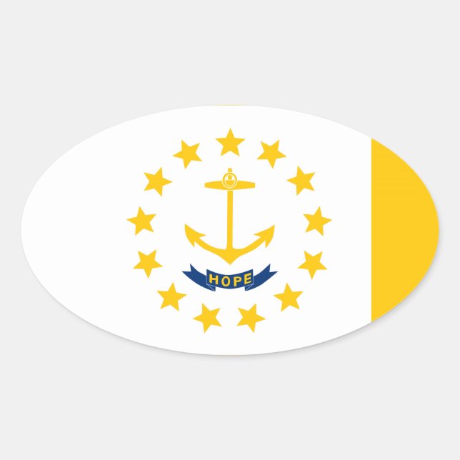 Adesivo Oval Rhode Island State Flag Design (Frente)