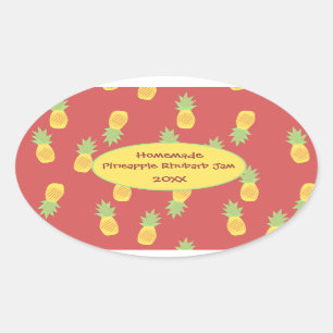 Adesivo Oval Rhubarb de ananás de abacaxi caseiro emade etiquet