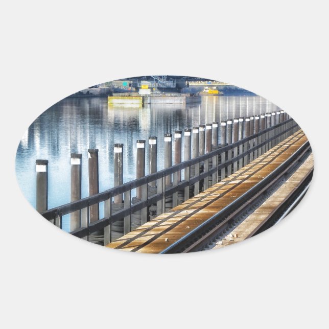 Adesivo Oval rio das construções bronx Nova Iorque (Frente)