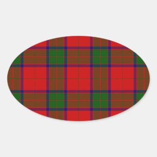 Adesivo Oval Robertson tartan xadrez verde vermelha