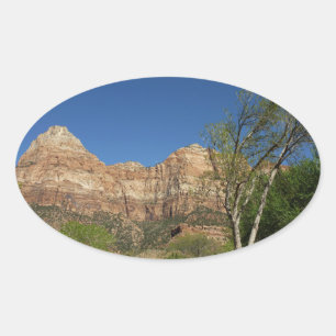 Adesivo Oval Rochas Vermelhas no Zion National Park Fotografia
